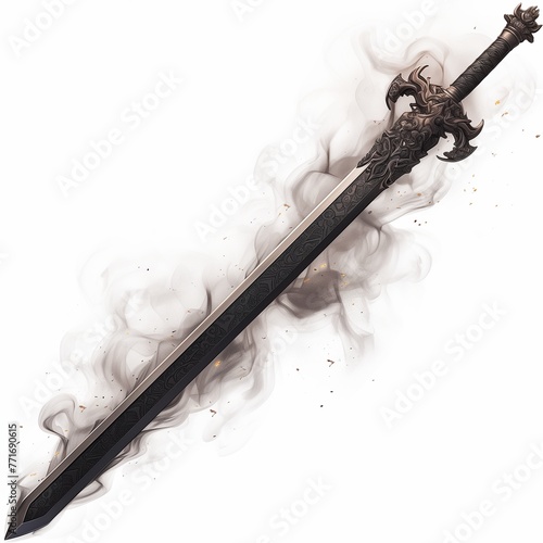 black sword isolated on white background
