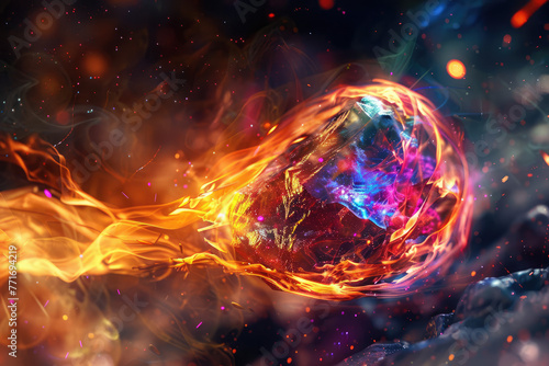 magical flaming meteorite  colourful