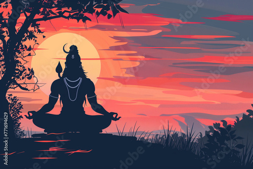 Illustration of lord shiva sitting in meditation
