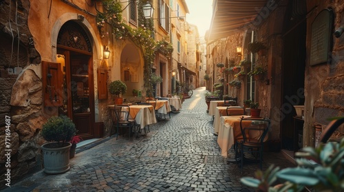 Tipico ristorante italiano nel vicolo storico photo