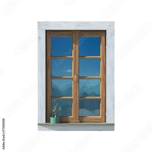 Wooden window cut out png isolated on transparent background