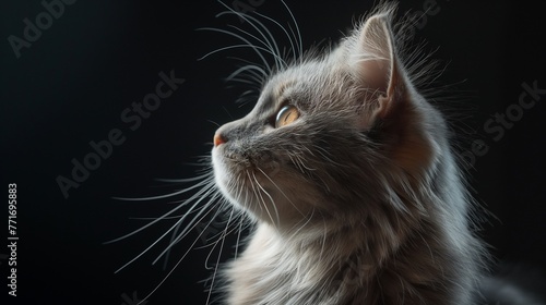 Elegant cat posing, studio light, high detail, regal side profile