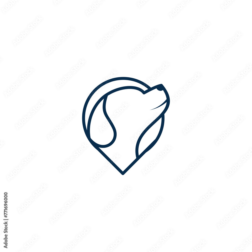 Dog pet animal pin location logo design. Symbol pet dog with the location marker icon design. Dog pet animal pin location logo design. Symbol pet dog with the location marker icon design.