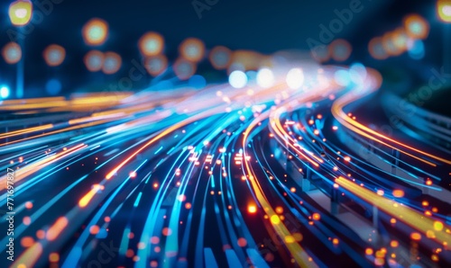  green blue background concept with technology light effect , abstract tech, innovation future data, internet network, Ai big data, lines dots connection, traffic in motion blur backdrop