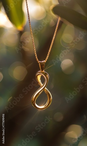 decoration, chain, gold pendant, infinity 