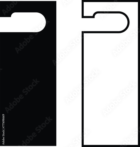 Hotel door hanger tags outline template icon signs set flat style design line vector collections. Empty door flyer or do not disturb mock up isolated on transparent background. Paper Door Handle Lock.
