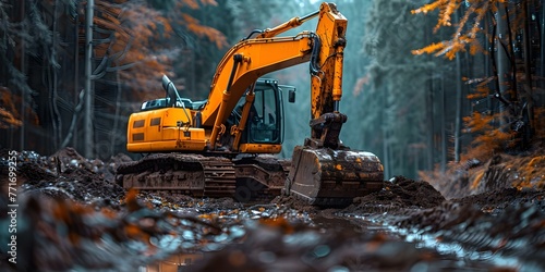 Excavator digging dirt at a construction site professional photography capturing heavy machinery in action. Concept Construction Equipment, Industrial Photography, Heavy Machinery, Excavation