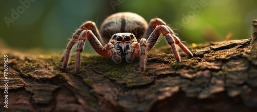 spider on the tree trunk background