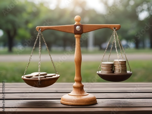 Home and money bag put on the scales with balance put