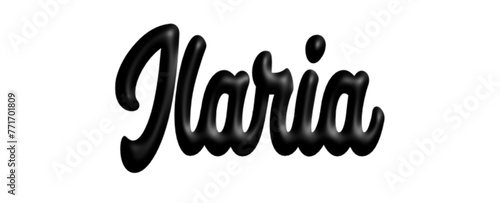 Ilaria - black color - female name - three-dimensional effect tubular writing - Vector graphics - Word for presentations, greetings, banners, card, prints, cricut, silhouette, sublimation	

