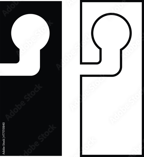 Hotel door hanger tags outline template icon signs set flat style design line vector collections. Empty door flyer or do not disturb mock up isolated on transparent background. Paper Door Handle Lock.