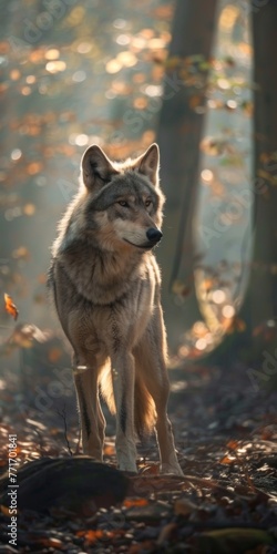 wolf in magic forest photo
