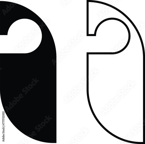 Hotel door hanger tags outline template icon signs set flat style design line vector collections. Empty door flyer or do not disturb mock up isolated on transparent background. Paper Door Handle Lock.