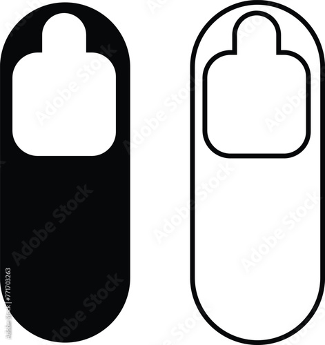 Hotel door hanger tags outline template icon signs set flat style design line vector collections. Empty door flyer or do not disturb mock up isolated on transparent background. Paper Door Handle Lock.