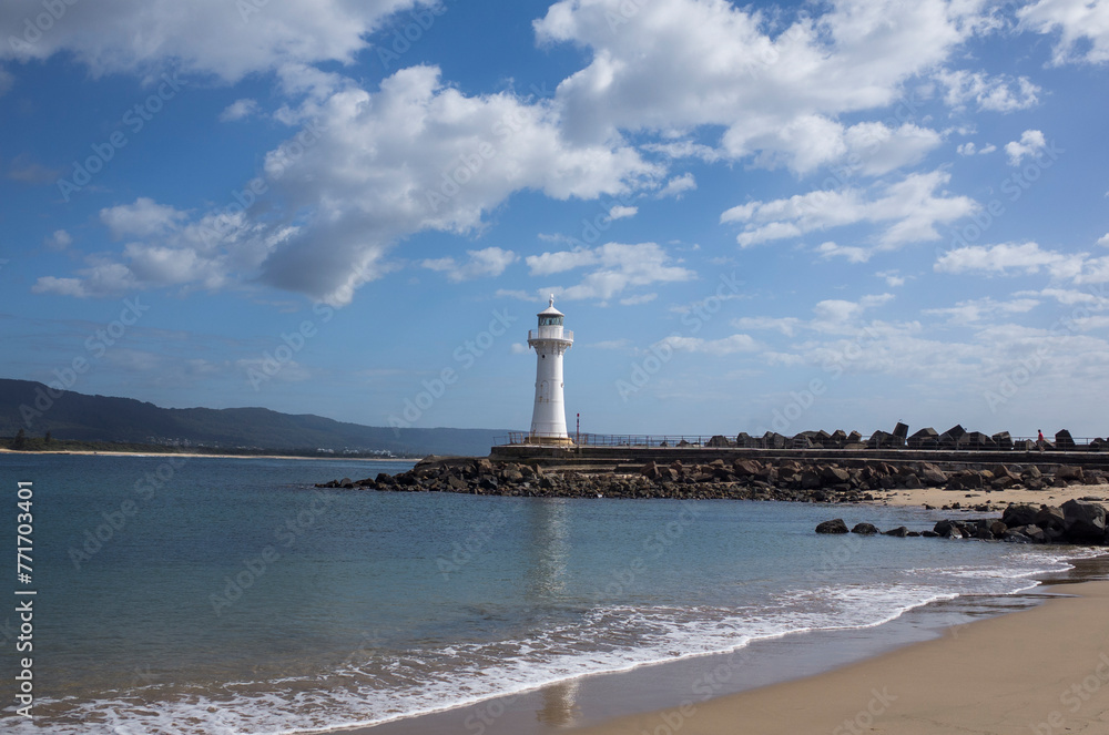 lighthouse at Wollongong Harbour, southern beach, NSW, Australia