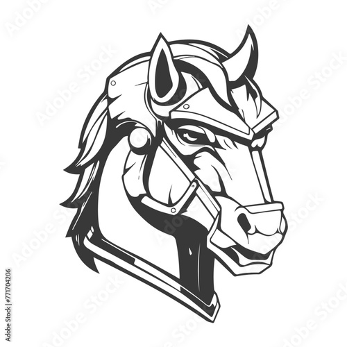 line art of warrior horse head