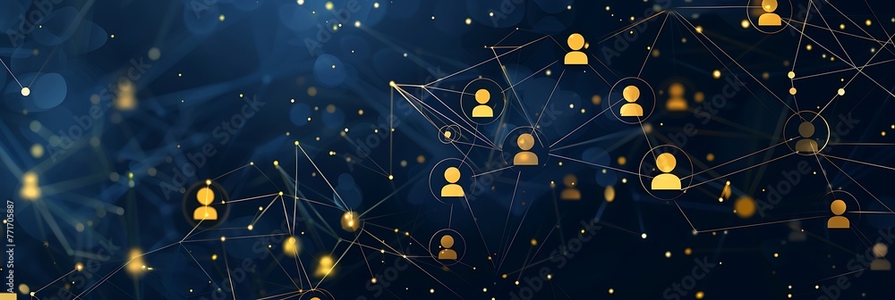 Fototapeta premium Human management & social networking concepts: Abstract human network connection in geometric line, network connection, business, technology, futuristic. Abstract backgrounds. Generative AI