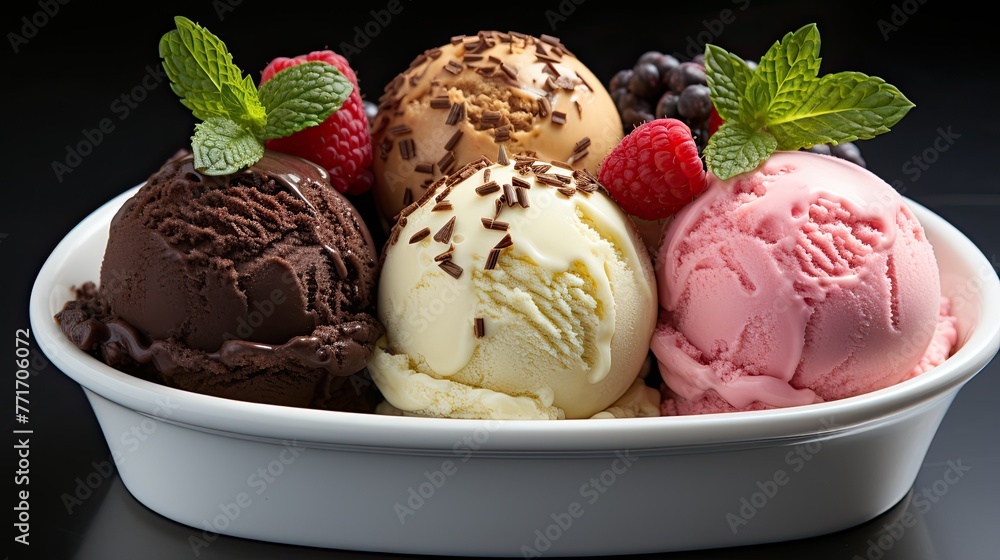 ice cream balls in many different colors, lush colors. ice cream balls in many different colors, lush colors.