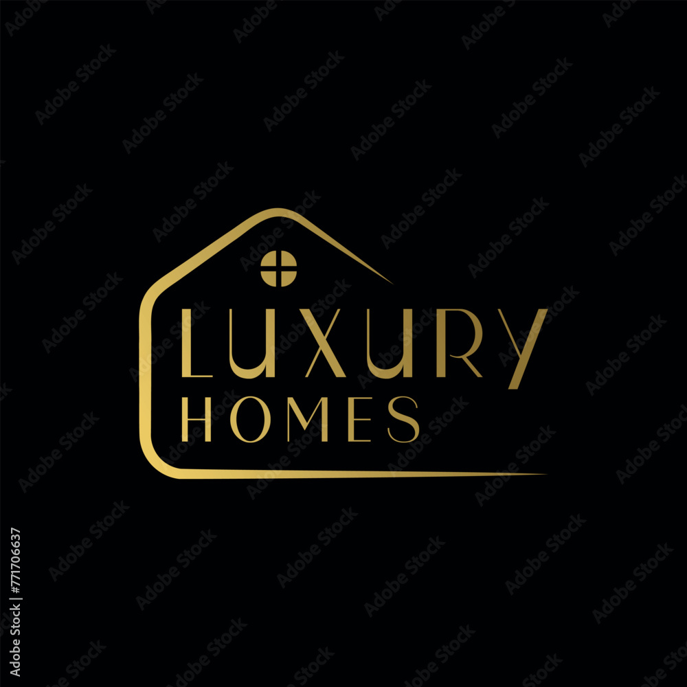 Luxury homes creative minimal elegant royal gold foil logo design template