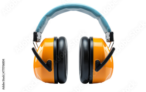 Yellow and black headphones resting on a pristine white background