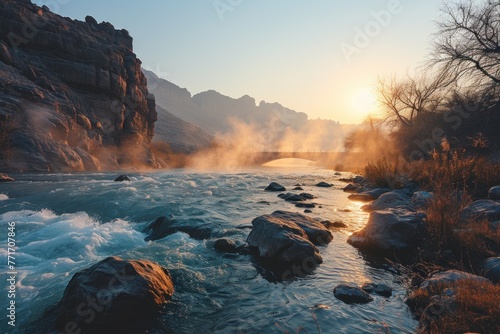 the river flows through monasteries and mountains photo