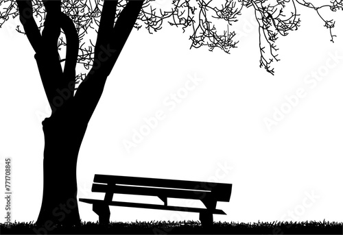 arboles, vector, silueta, paisaje, arbol, florecer, ramas, hojas, bosque, ilustracion, arte, naturaleza, descanso, follaje, textura