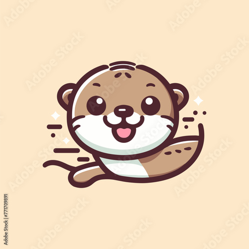 Otter Cute Mascot Logo Illustration Chibi Kawaii is awesome logo, mascot or illustration for your product, company or bussiness