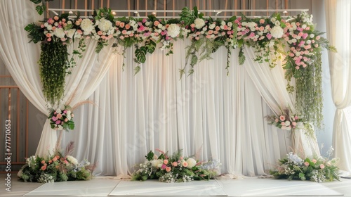wedding backdrop with flower and decoration © romanets_v