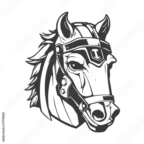 line art of warrior horse head