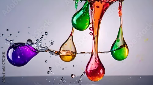 Color paint drops in water clor splash in water drop Colorful ink in water footage photo