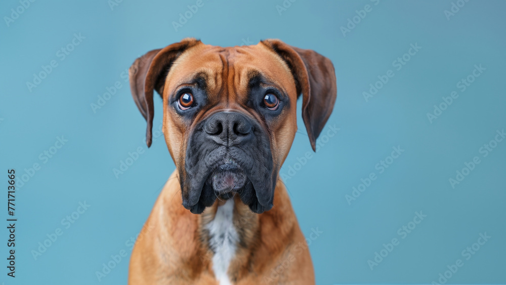 Φωτογραφία Hund Gesicht Boxer Porträt witzig schaut in die Kamera für Poster und Kalender