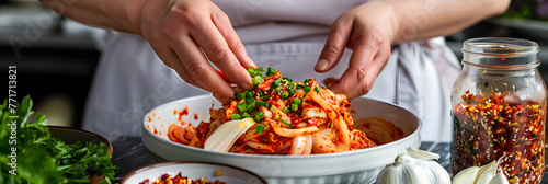 Step-by-step Process of Making Traditional Korean Kimchi in a Modern Kitchen