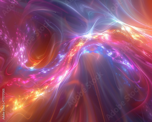 3D rendering abstract colorful fractal light background 