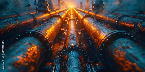 A pipeline for green hydrogen production supporting clean electricity generation from renewable energy sources. Concept Green Hydrogen Production, Renewable Energy Sources photo