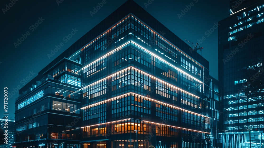 Modern commercial building in night Modern commercial building in night
