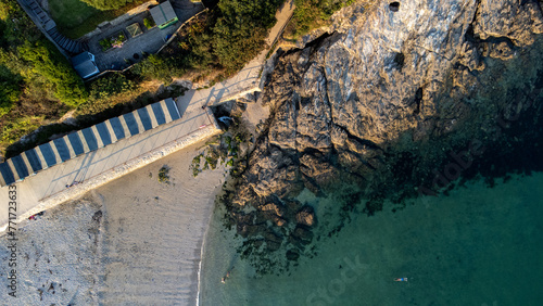 Birdseye view, of Swanpool Beach & Beach-huts