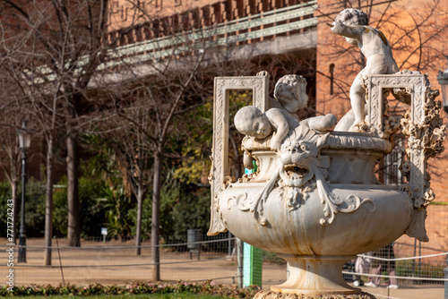 Marble ornate fountain in t...