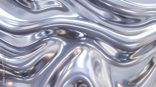 Wavy silver metallic texture with soft curves - Soft undulating curves create a wavy metallic texture that provides a calming yet modern artistic look