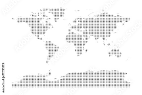halftone dotted world map. Vector illustration