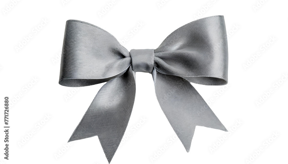 Grey ribbon tie bow, isolated on transparent background. Grey ribbon tie bow, isolated on transparent background.