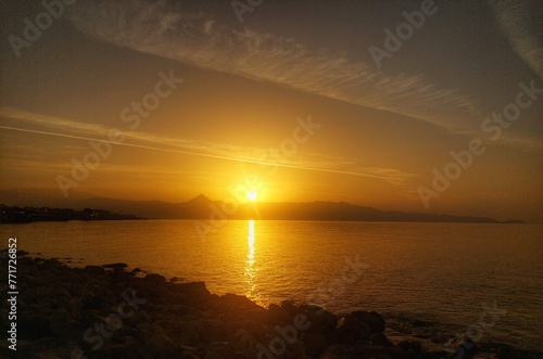 sunset over the sea iraklio creta.