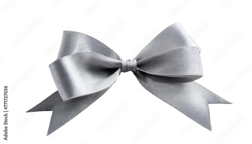 Naklejka premium Grey ribbon tie bow, isolated on transparent background.