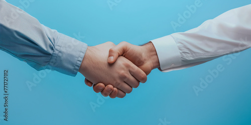 Close-up of handshake between two professionals background banner for text.