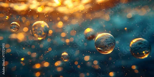 Bubbles of Hydrogen Gas in Liquid: A Symbol of Green Energy and Sustainability in a Fuel Cell Future. Concept Green Energy, Hydrogen Fuel, Fuel Cells, Sustainability, Renewable Energy photo