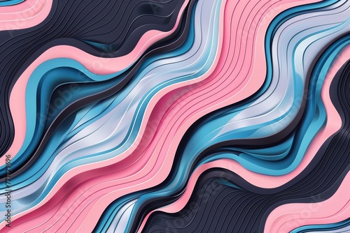 Vibrant Wave of Pink  Blue  and Black