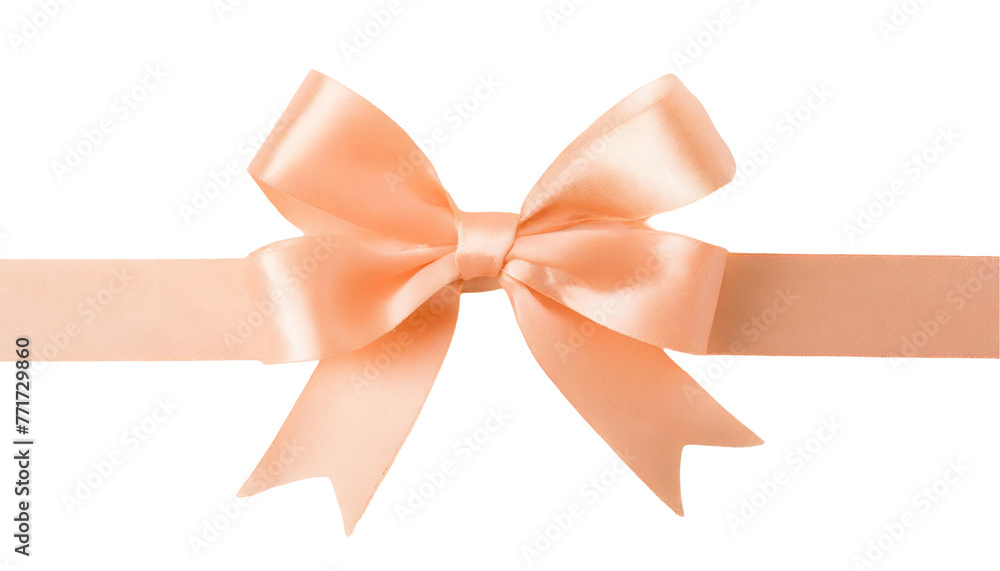 Peach ribbon tie bow, isolated on transparent background. Peach ribbon tie bow, isolated on transparent background.