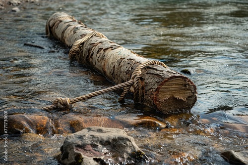 Floating Log in Water