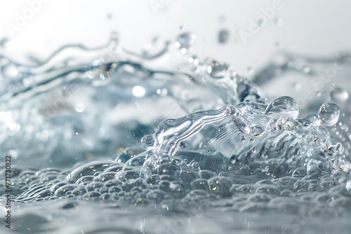 A clear blue wave of water with a white background. This is a photo using real water. Photographed using real water. .