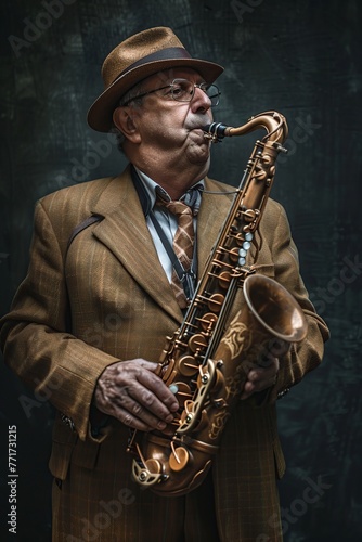 Stylish Man Playing Saxophone