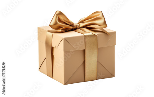 A shiny gold gift box adorned with a beautiful bow, ready to be opened with excitement